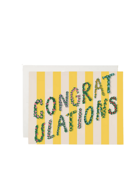 Congratulations (yellow stripes) Greeting Card