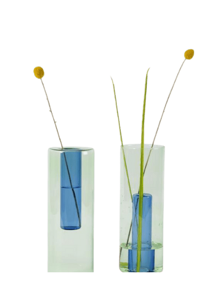 Reversible Glass Vase - LG - Green/Blue